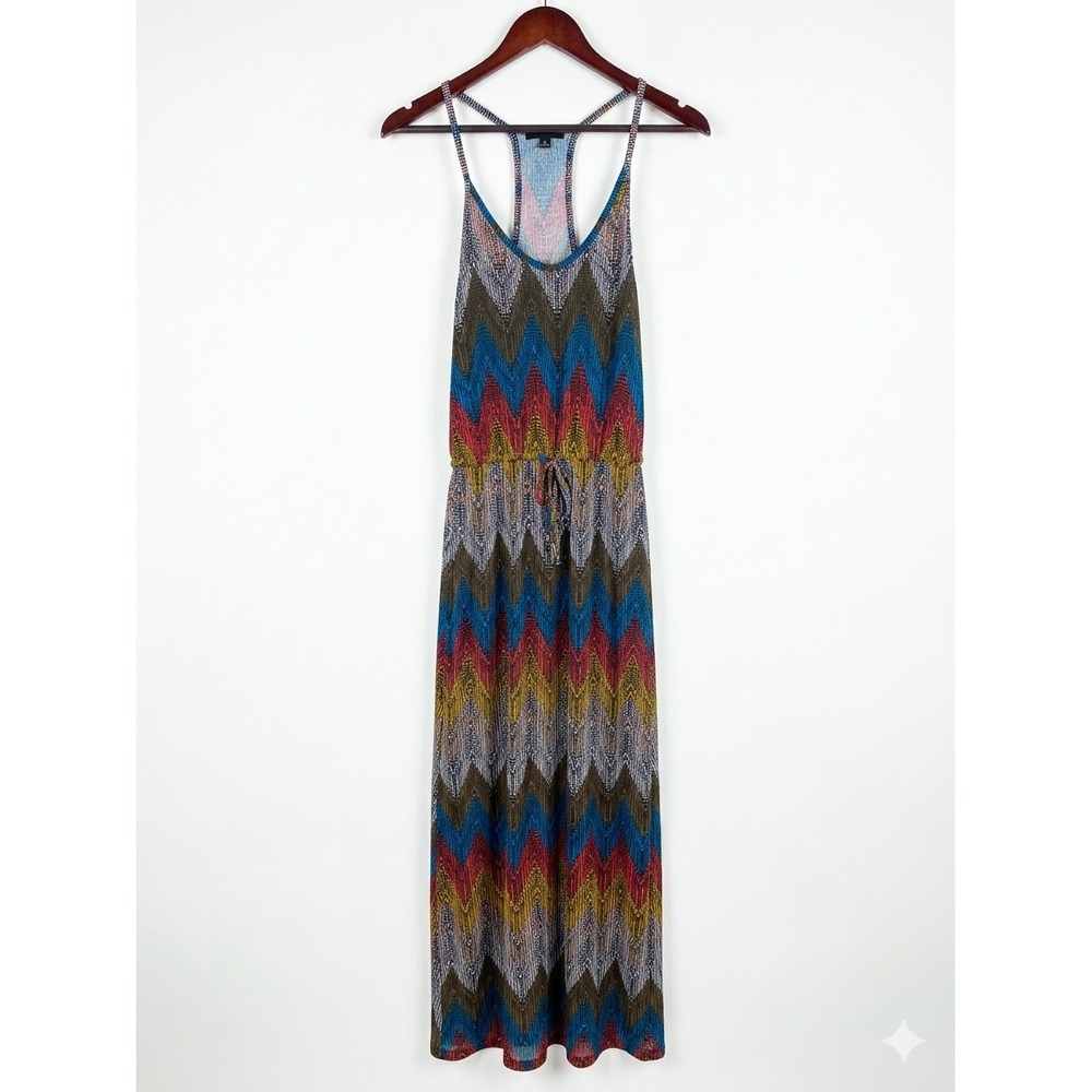 Banana Republic Womens XS Chevron Zigzag Racerback Boho Maxi Dress Multi-Color